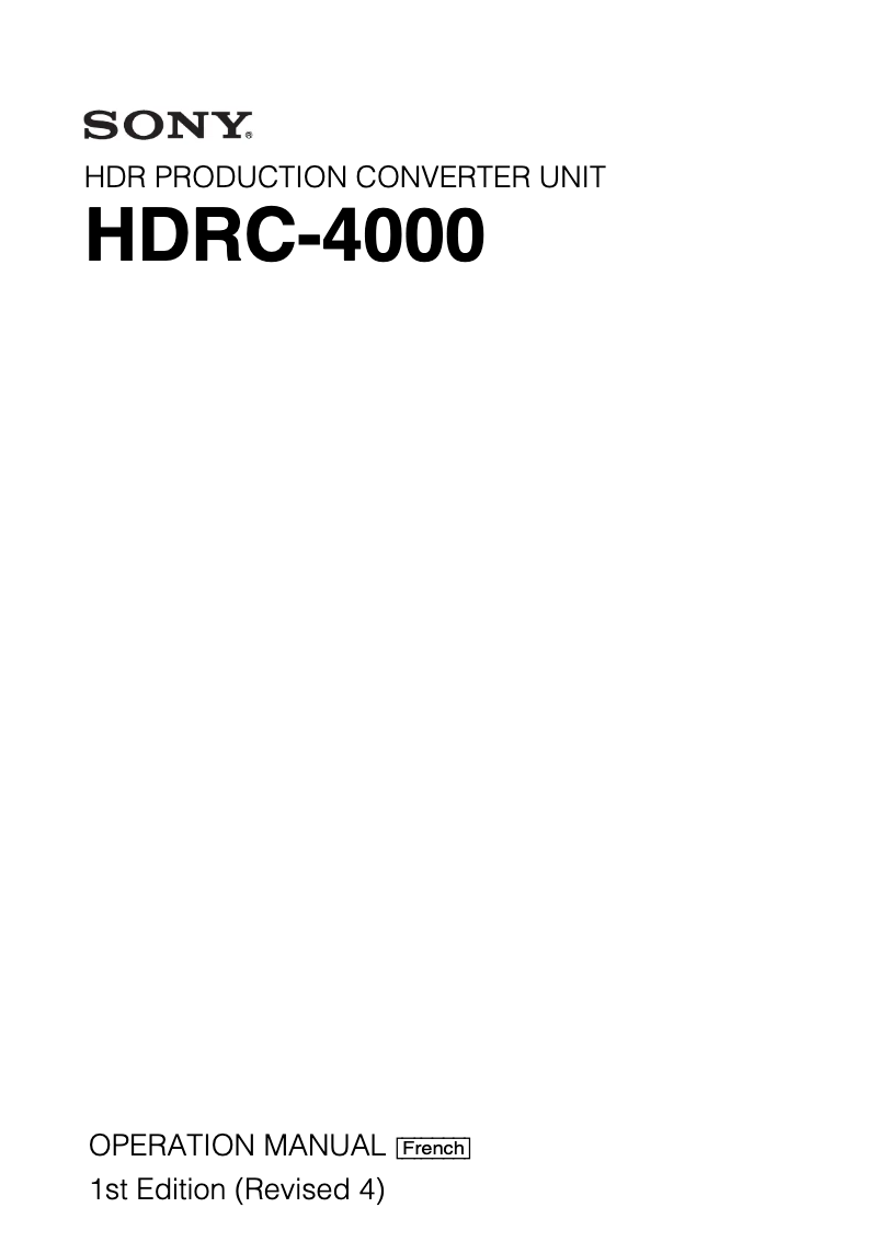 Page 1 de la notice Manuel utilisateur Sony HDRC-4000