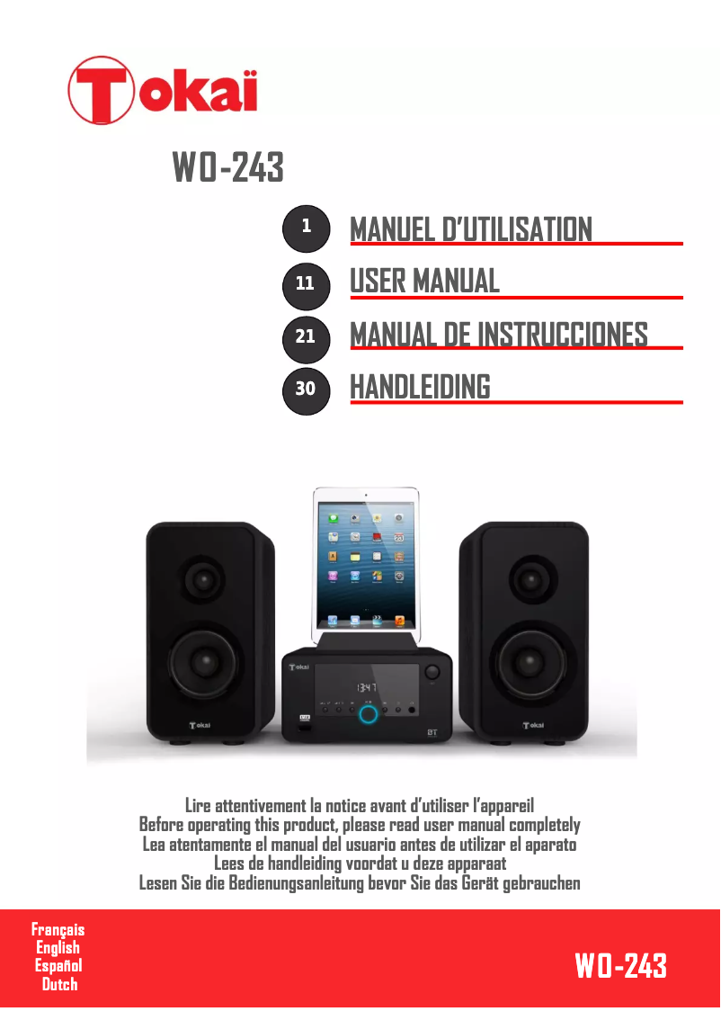 Page 1 de la notice Manuel utilisateur Tokaï WO-243