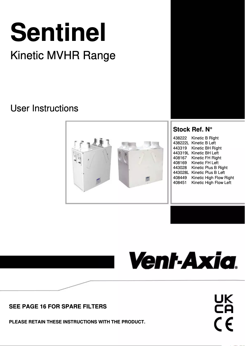 Page 1 de la notice Manuel utilisateur Vent-Axia Sentinel Kinetic B