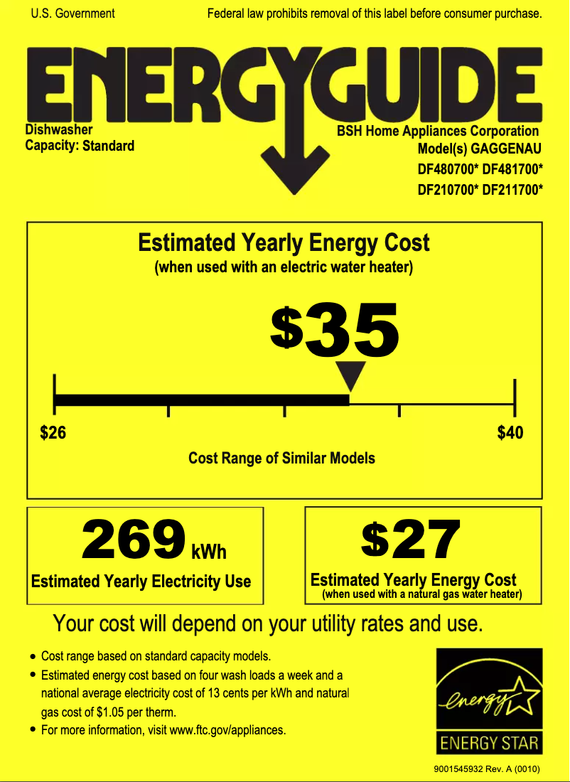 Page 1 de la notice Label énergétique Gaggenau DF480700F