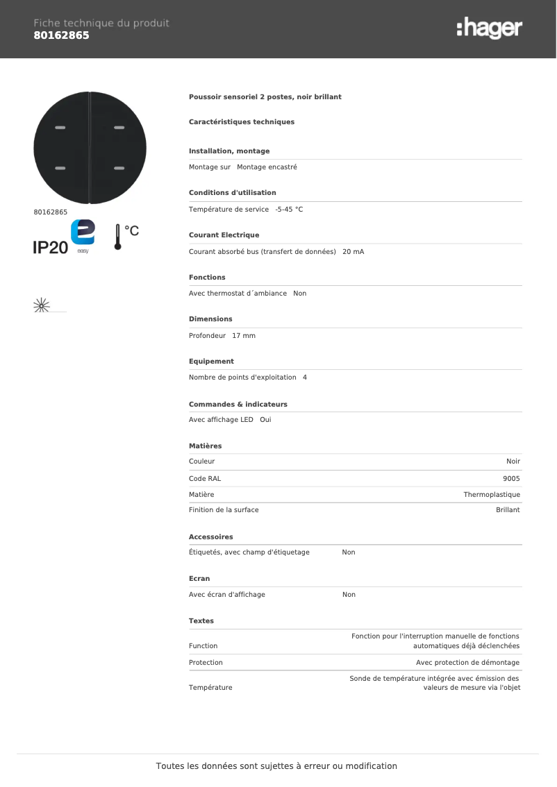 Image de la première page du manuel de l'appareil 80162865