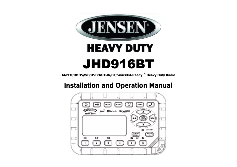 Image de la première page du manuel de l'appareil Heavy Duty JHD916BT