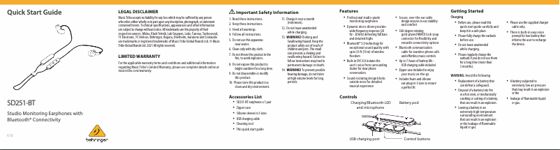 Page 1 de la notice Manuel utilisateur Behringer SD251-BT
