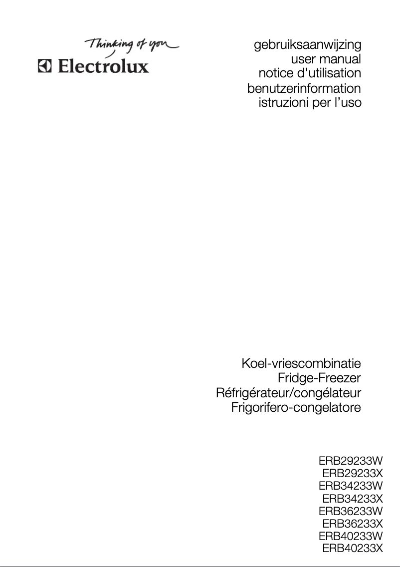 Imagen de la primera página del manual del dispositivo ERB40233X