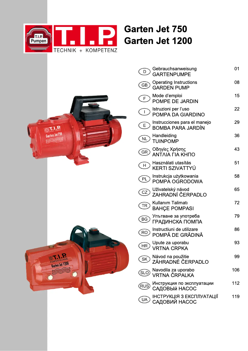 Image de la première page du manuel de l'appareil Jet 750