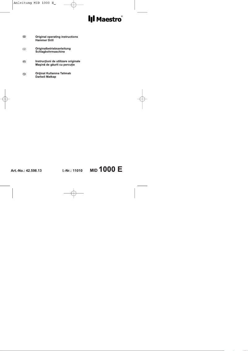 Image de la première page du manuel de l'appareil MID 1000 E