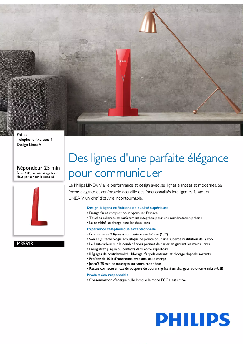 Page 1 of the manual Technical Sheet Philips M355