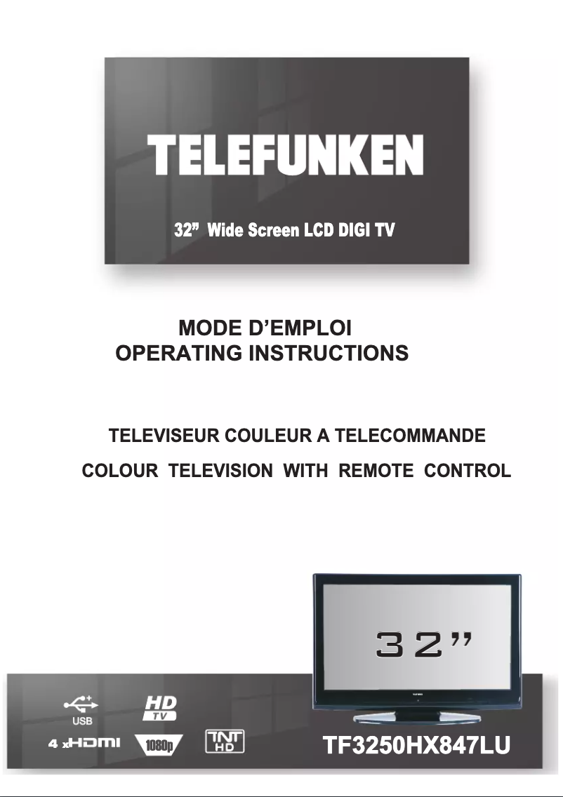 Page n°1 - Manuel utilisateur Telefunken TF3250HX847LU