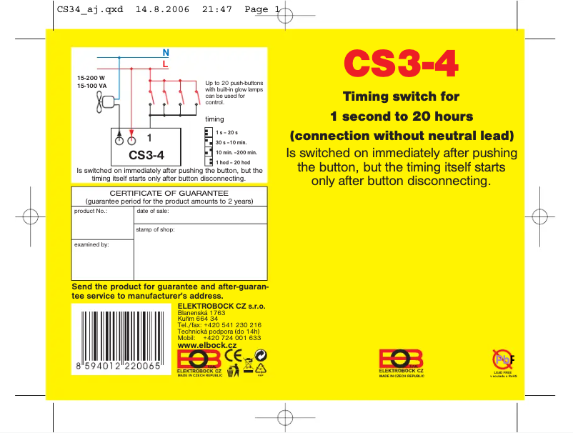 Page 1 de la notice Manuel utilisateur Elektrobock CS3-4