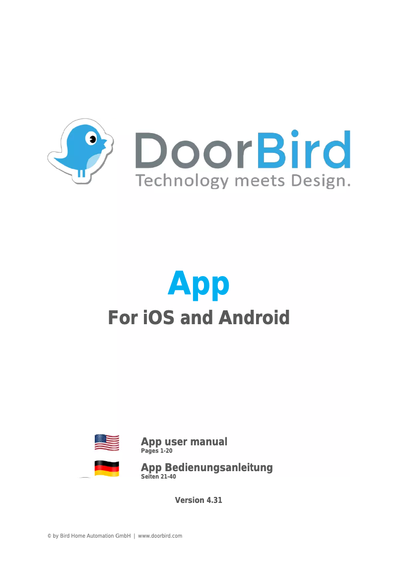 Page n°1 - Manuel utilisateur DoorBird App (Android)