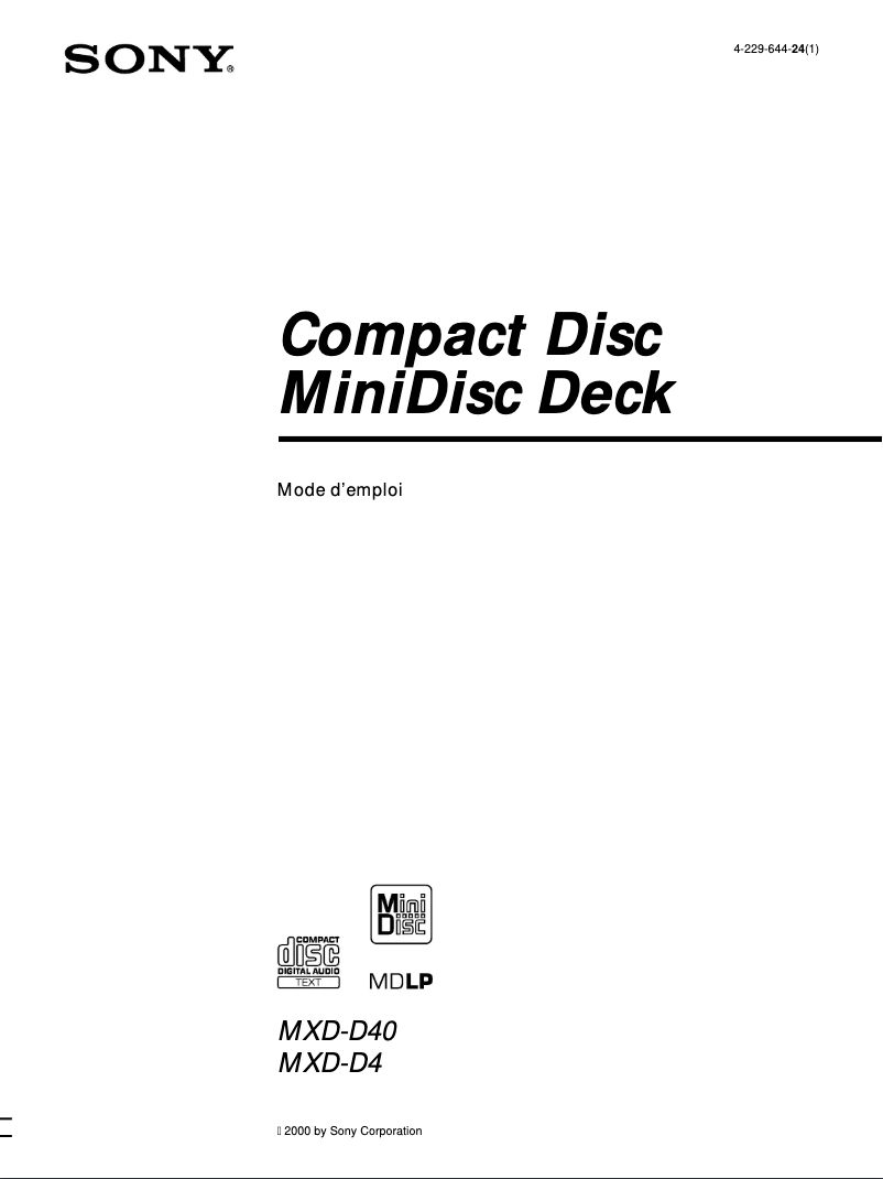 Image de la première page du manuel de l'appareil MXD-D4