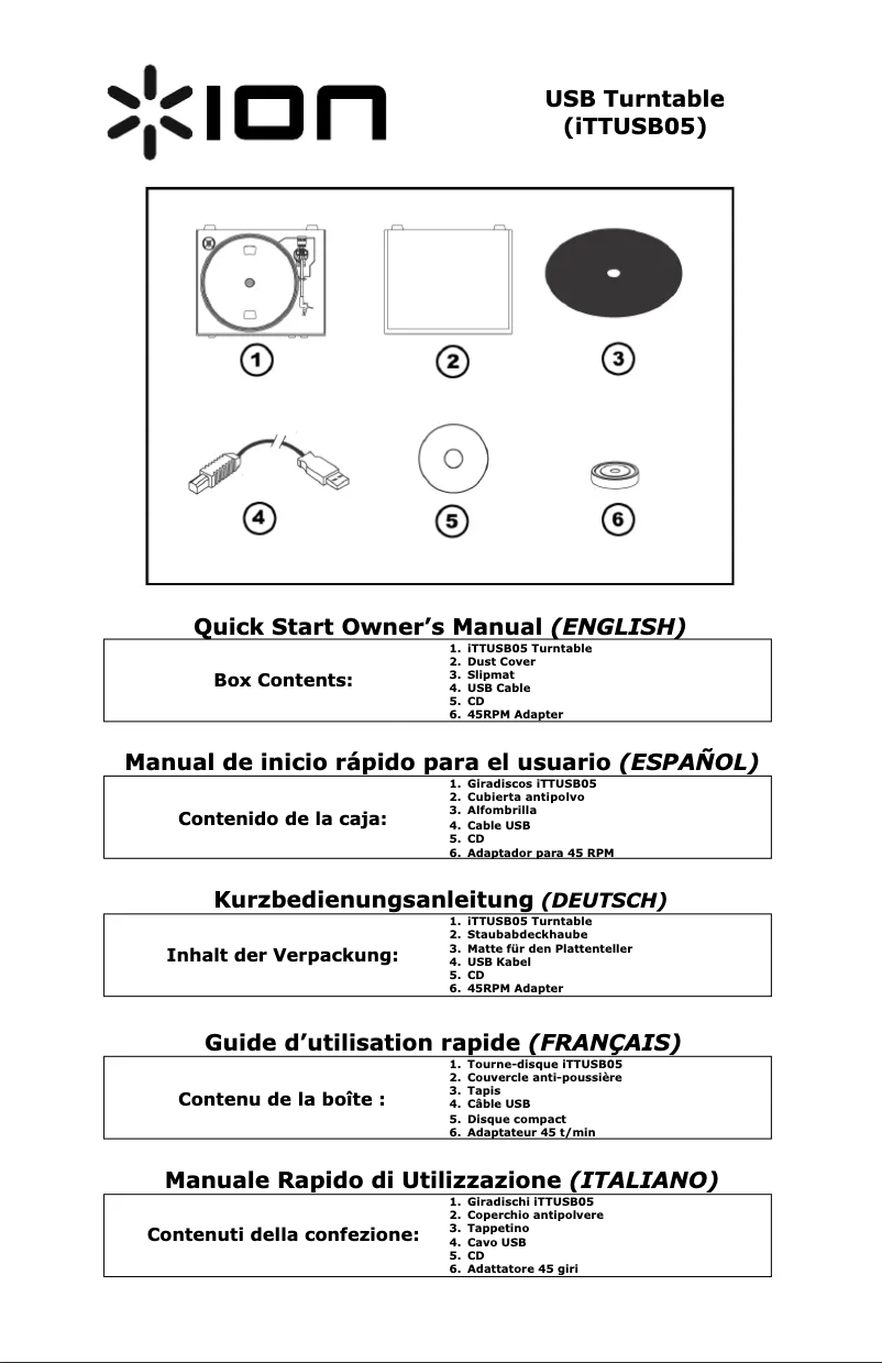 Page 1 de la notice Manuel utilisateur ION TTUSB05