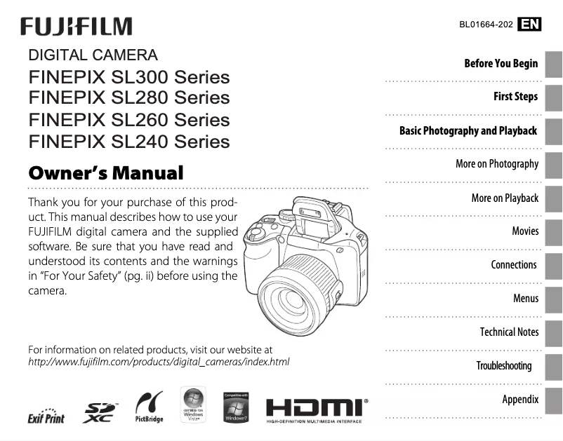 Page n°1 - Manuel utilisateur Fujifilm FinePix SL305