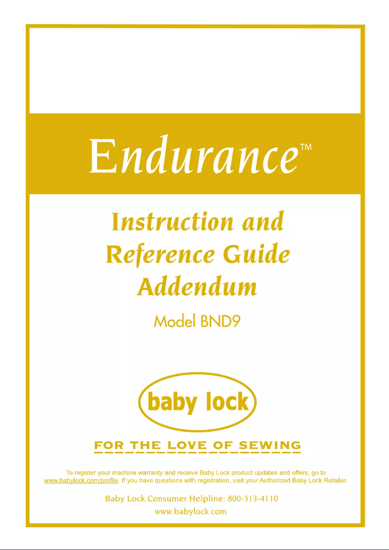 Page 1 de la notice Manuel utilisateur Baby Lock Endurance BND9