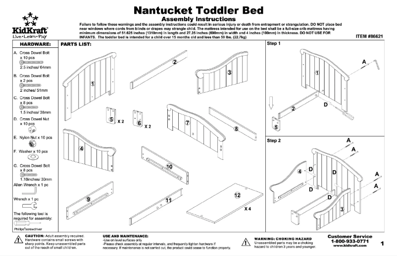 Page 1 of the manual User Manual KidKraft Nantucket 86621