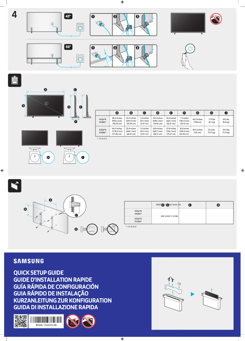Page 1 de la notice Manuel utilisateur Samsung QA50Q63BAK