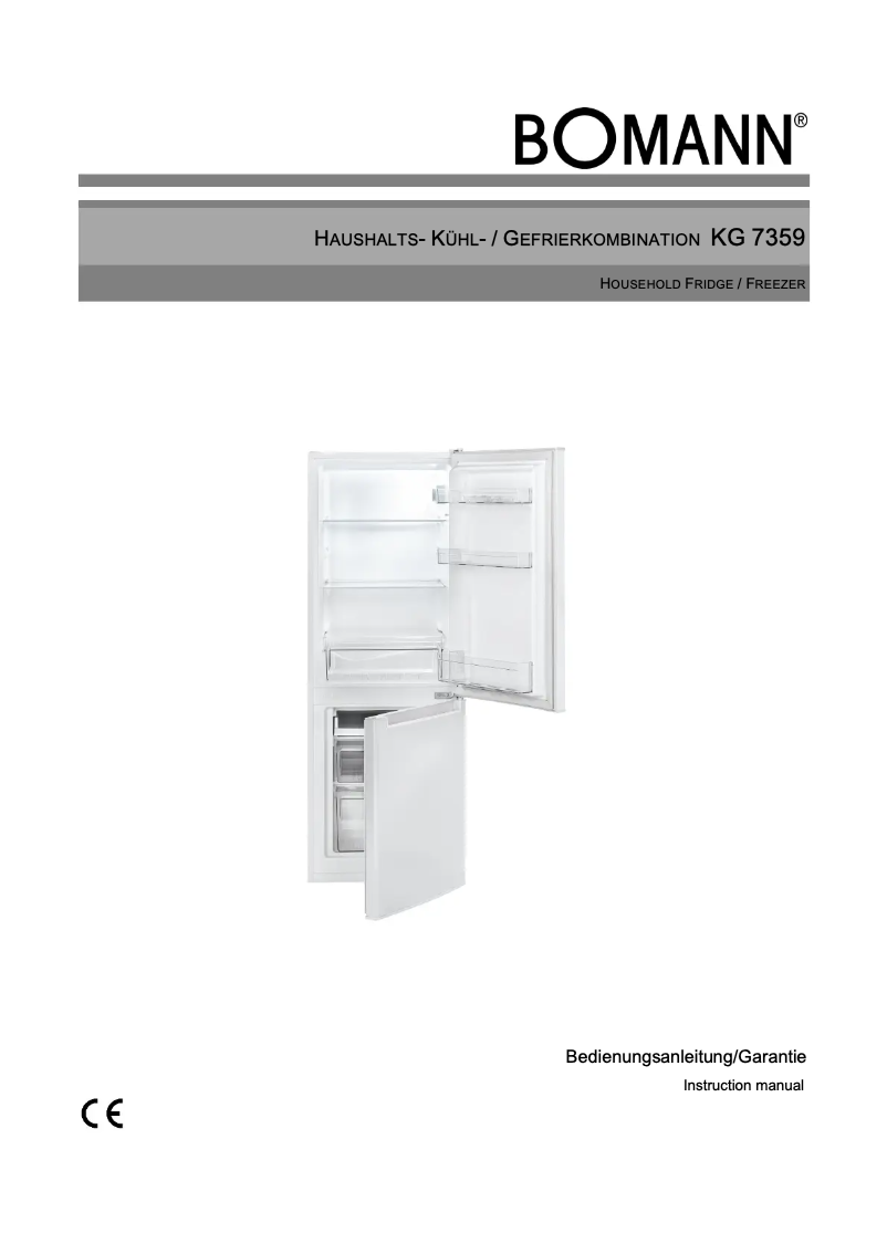Page 1 de la notice Manuel utilisateur Bomann KG 7359