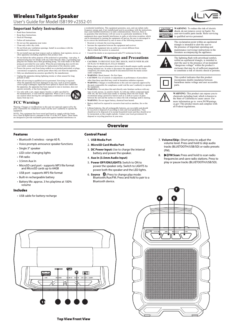 Page 1 de la notice Manuel utilisateur iLive ISB199