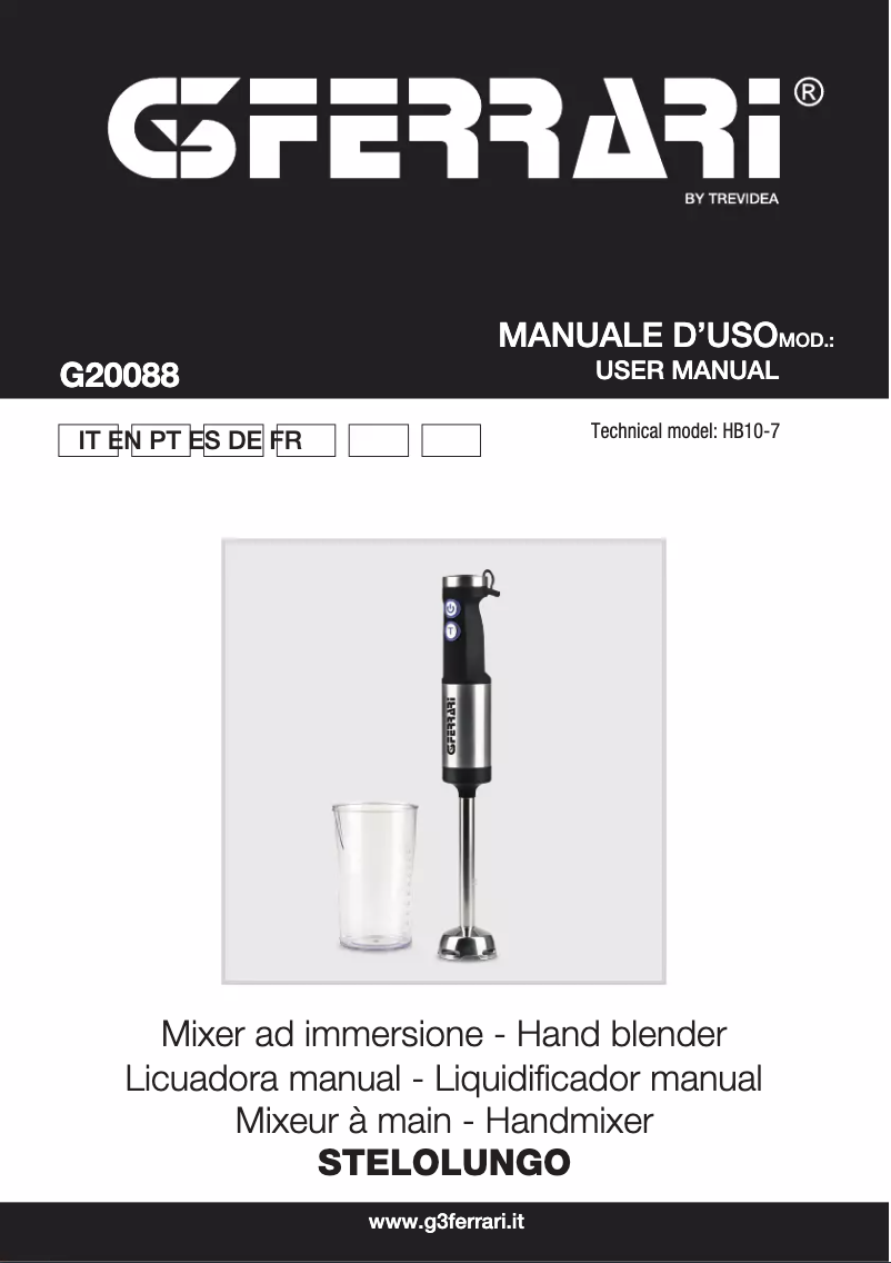 Image de la première page du manuel de l'appareil Stelolungo G20088