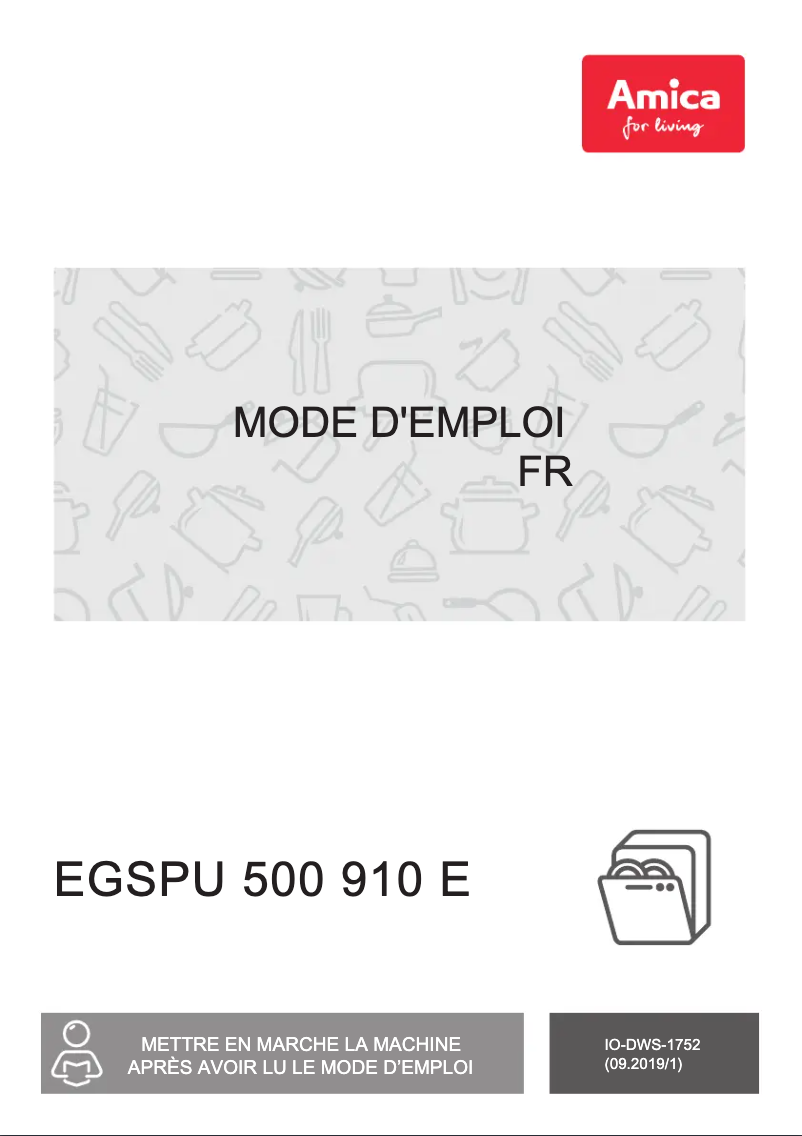 Page 1 de la notice Manuel utilisateur Amica EGSPU 500 910-1 E