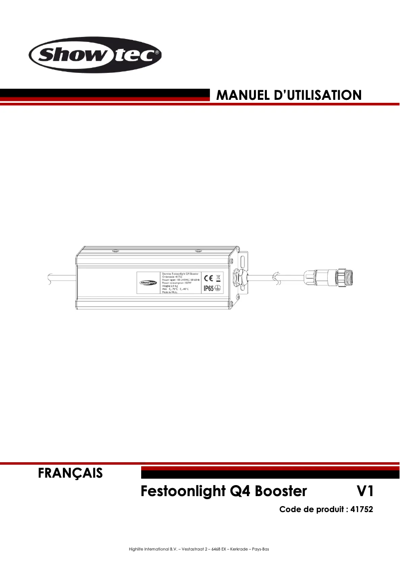 Image de la première page du manuel de l'appareil Festoonlight Q4 Booster