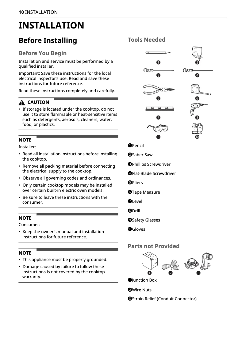 Page 1 de la notice Guide d'installation LG CBIH3617BE