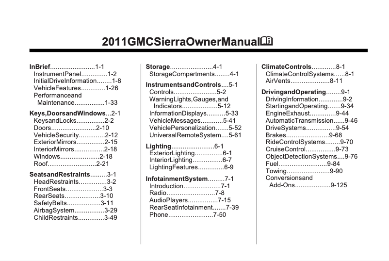 Page 1 de la notice Manuel utilisateur GMC Sierra 2500HD (2011)