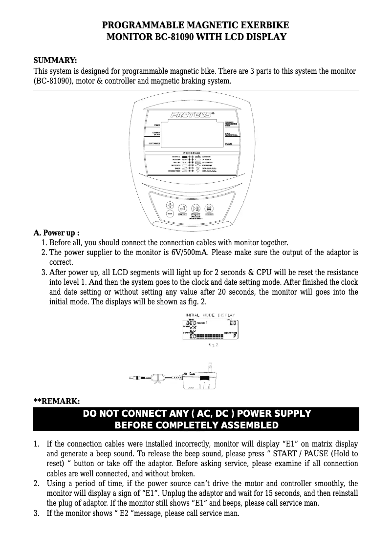 Page n°1 - Manuel utilisateur Proteus BC-81090