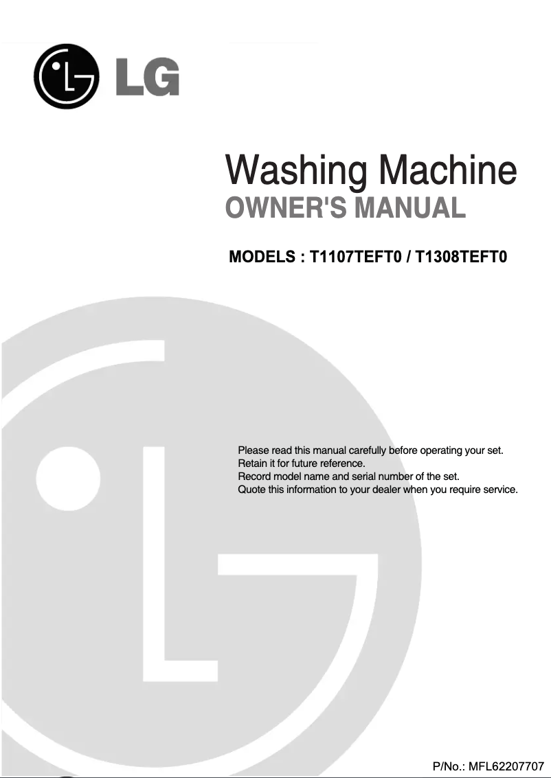 Page 1 de la notice Manuel utilisateur LG T1308TEFT0