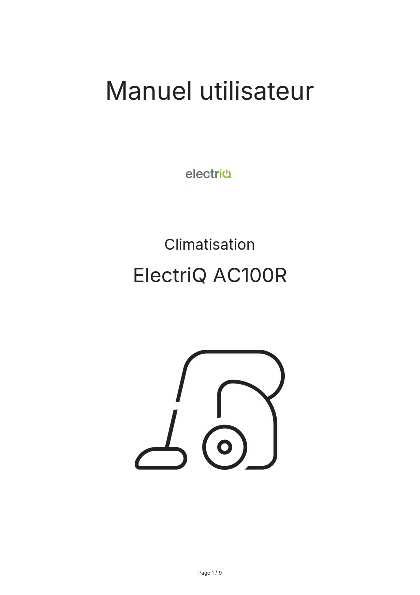 Image de la première page du manuel de l'appareil AC100R