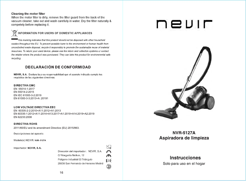 Page n°1 - Manuel utilisateur Nevir NVR-5127A – A