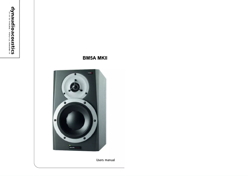 Page n°1 - Manuel utilisateur Dynaudio BM5A MKII