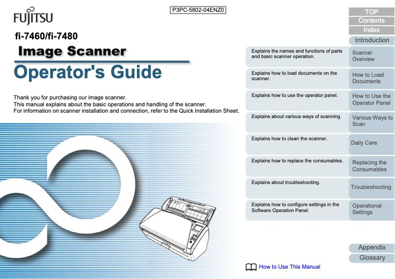 Page 1 de la notice Manuel utilisateur Ricoh fi-7460