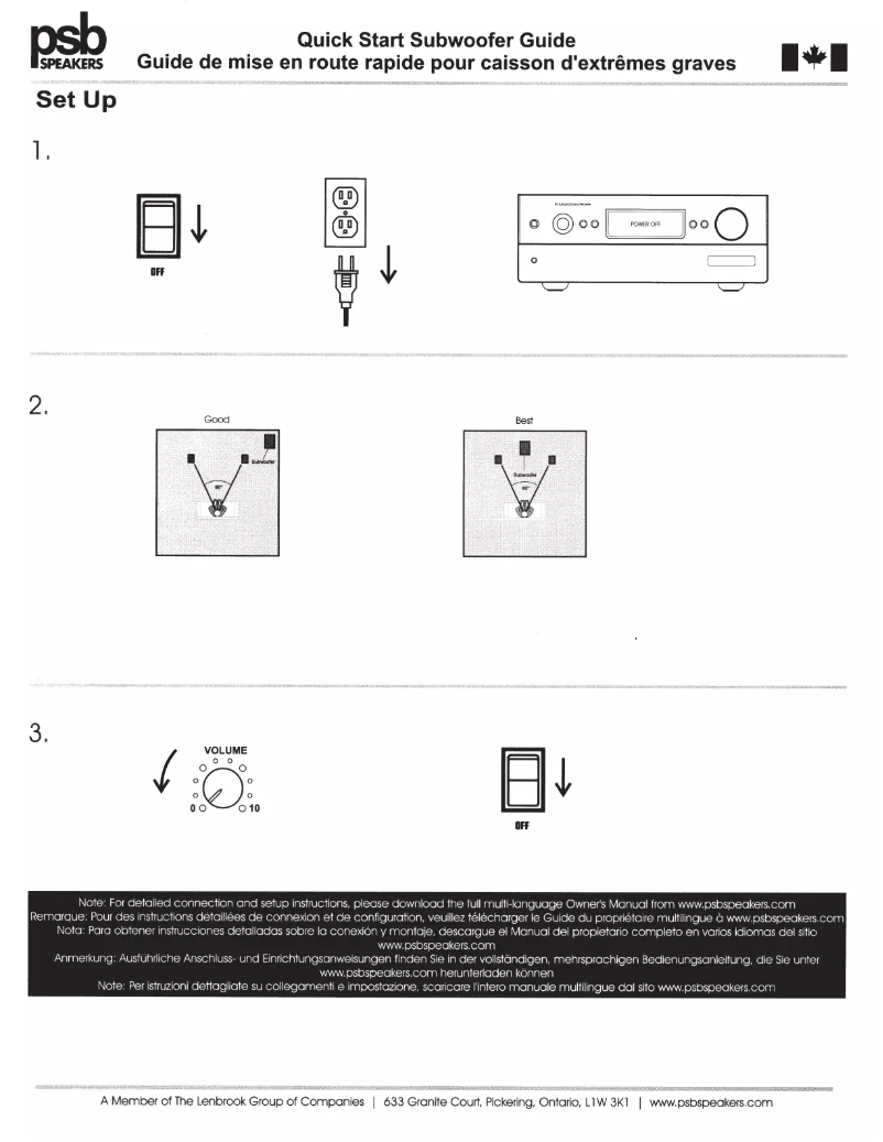 Image de la première page du manuel de l'appareil SubSeries 100