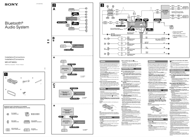 Page 1 de la notice Guide d'installation Sony MEX-BT3800U