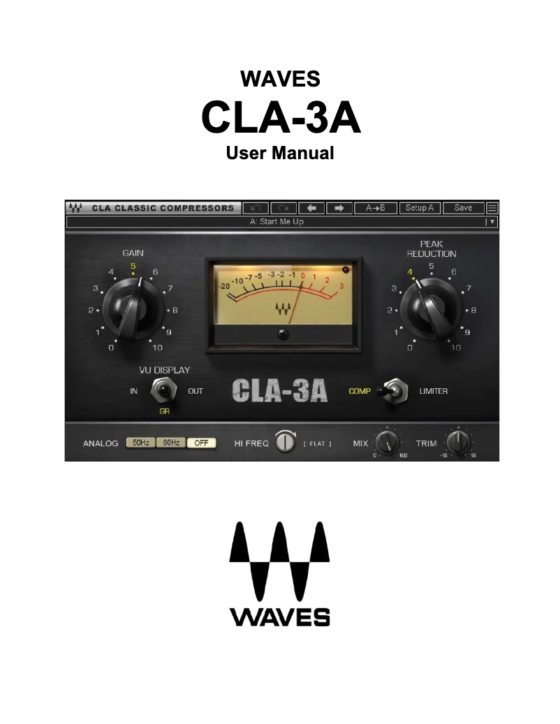 Page 1 de la notice Manuel utilisateur Waves CLA-3A
