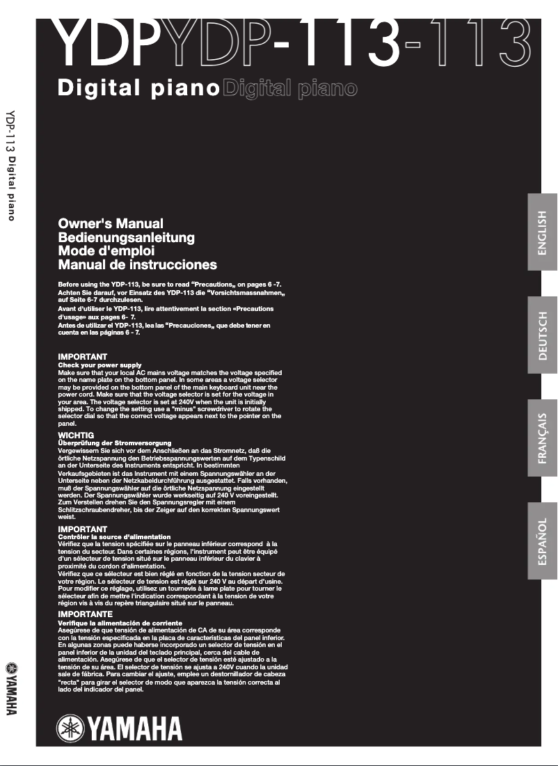 Image de la première page du manuel de l'appareil YDP-113