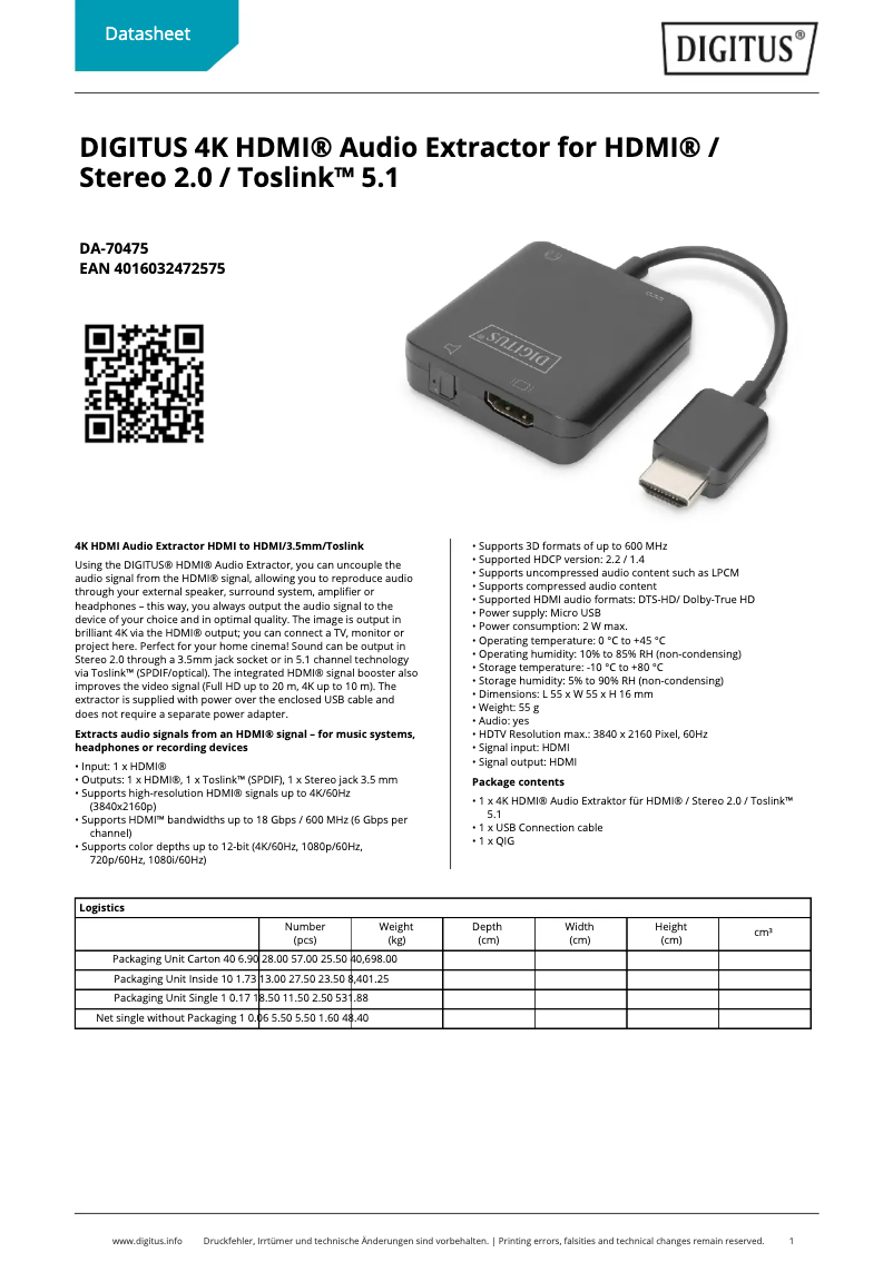 Image de la première page du manuel de l'appareil DA-70475