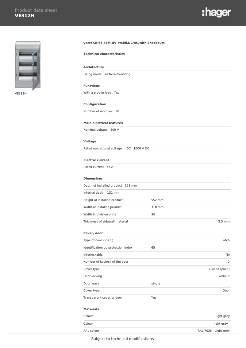 Image de la première page du manuel de l'appareil VE312H