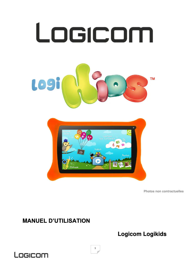 Page 1 de la notice Manuel utilisateur Logicom Logikids