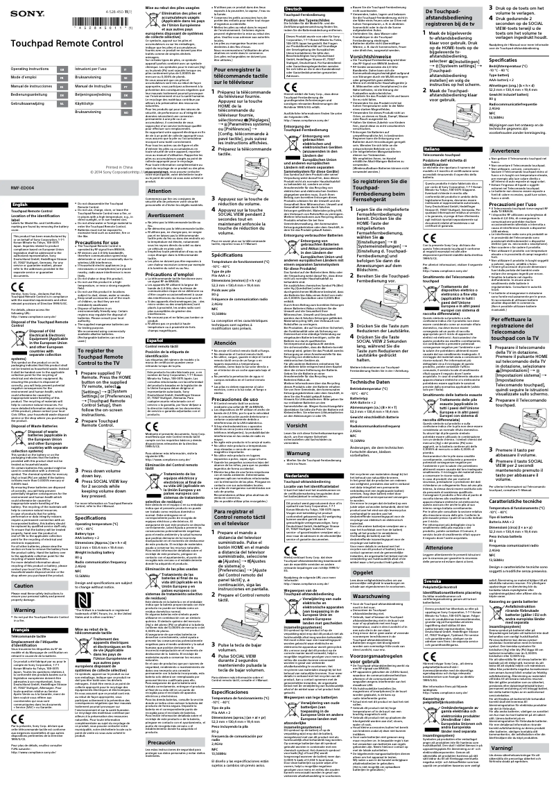 Page 1 de la notice Manuel utilisateur Sony Bravia KD-49X8505B