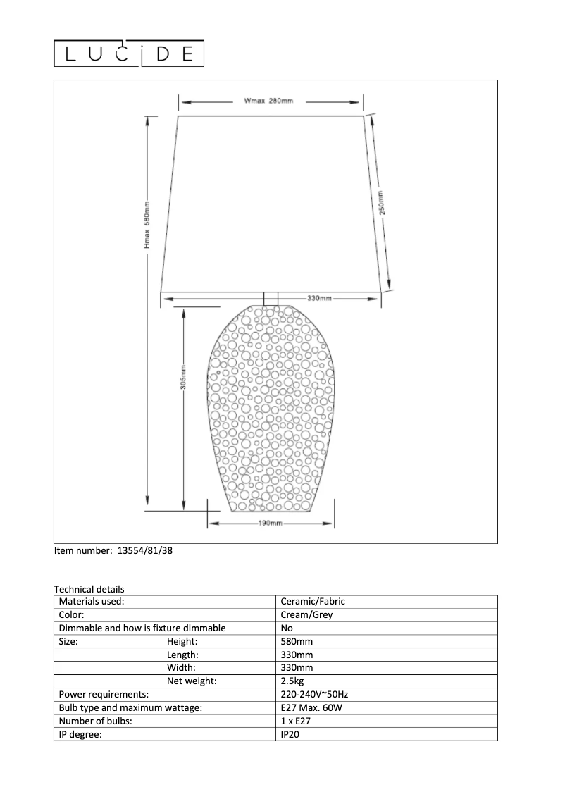 Image de la première page du manuel de l'appareil Sally 13554/81/38