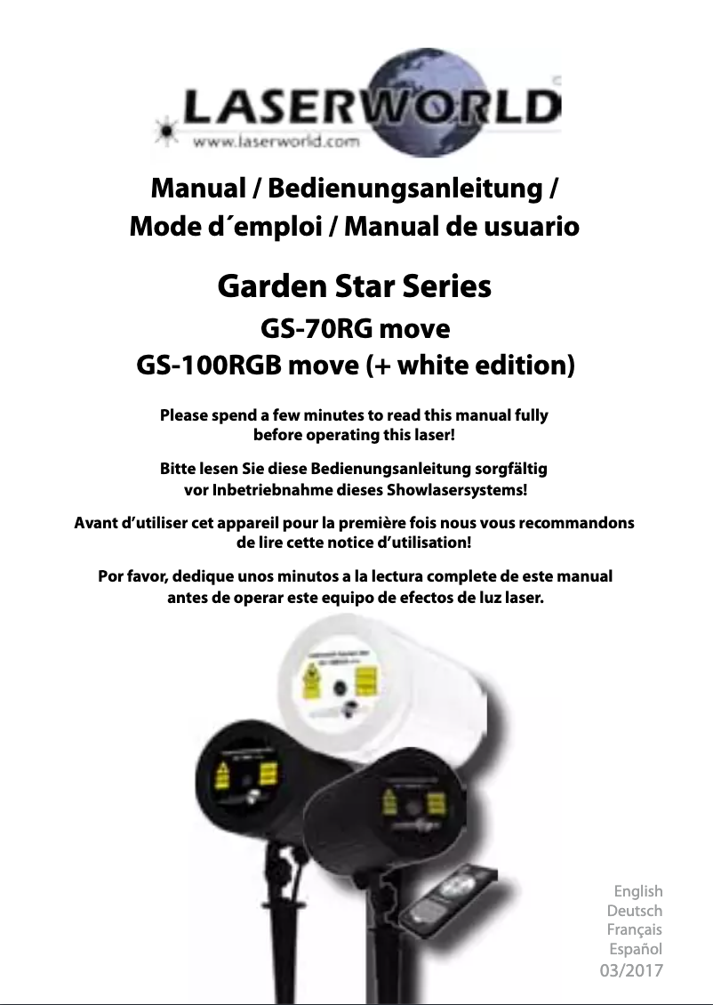 Page n°1 - Manuel utilisateur Laserworld GS-100RGB move