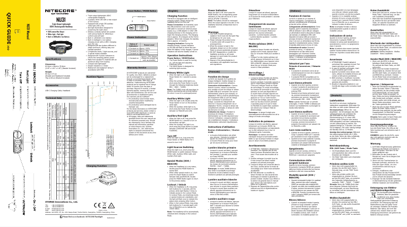 Page 1 de la notice Manuel utilisateur Nitecore NU31