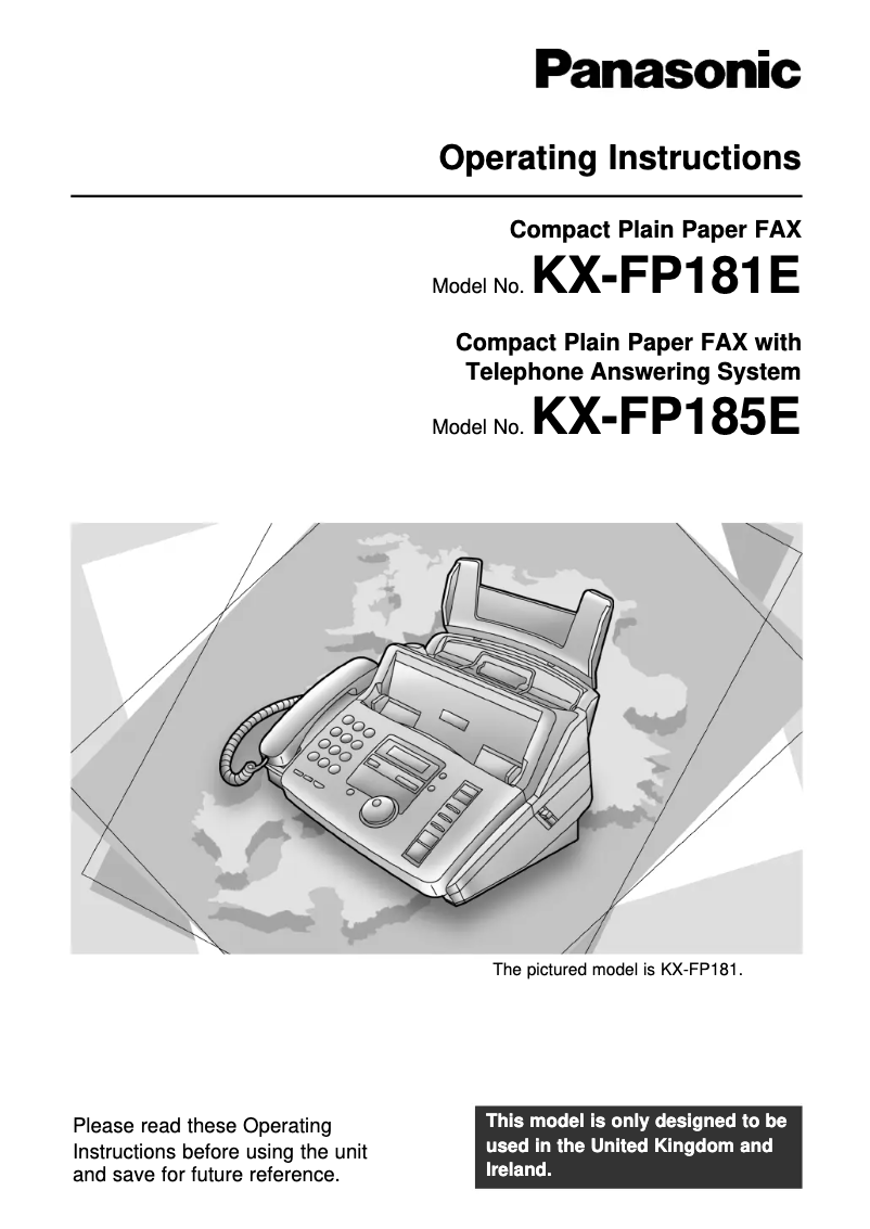 Imagen de la primera página del manual del dispositivo KX-FP185E