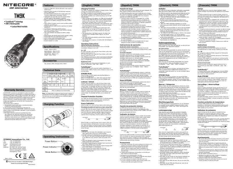 Image de la première page du manuel de l'appareil TM9K