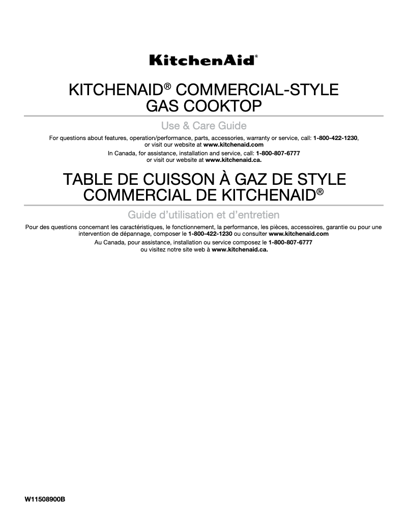 Page 1 de la notice Manuel utilisateur KitchenAid KCGC558JSS