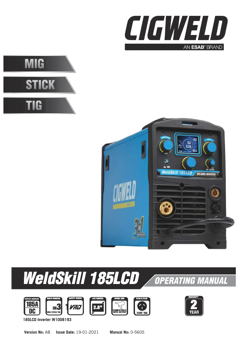 Image de la première page du manuel de l'appareil WeldSkill 185LCD