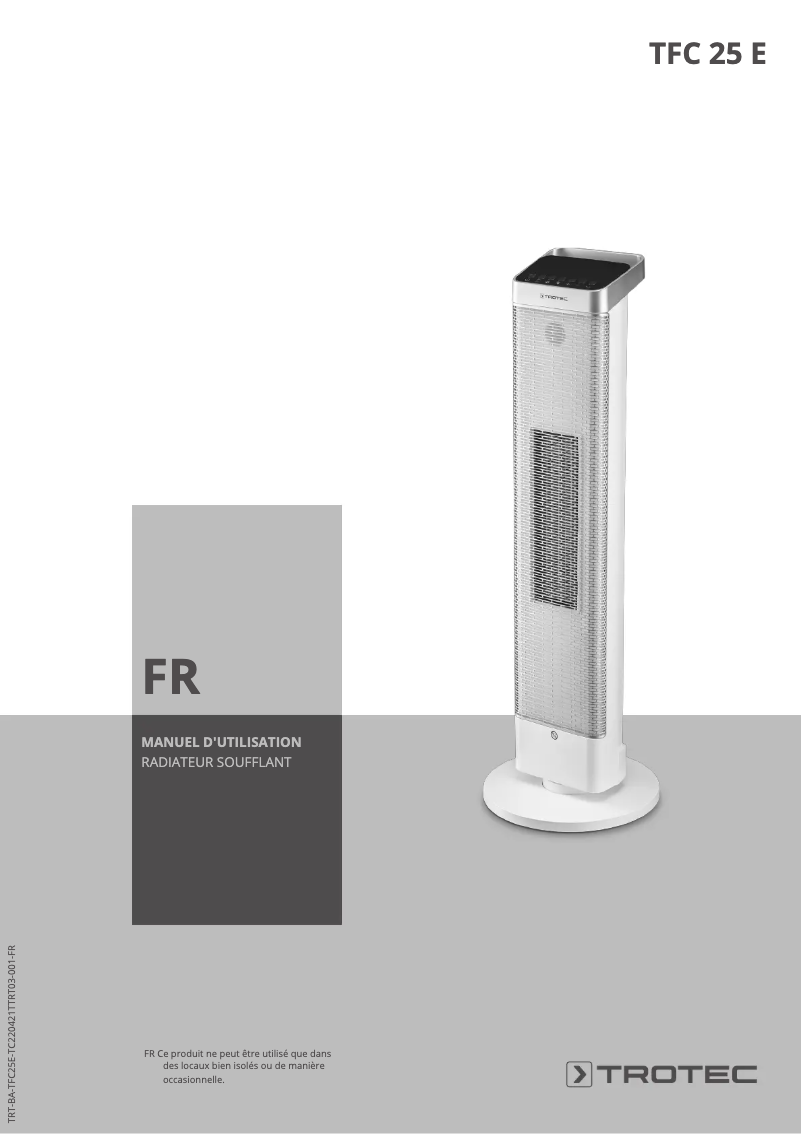 Page n°1 - Manuel utilisateur Trotec TFC 25 E