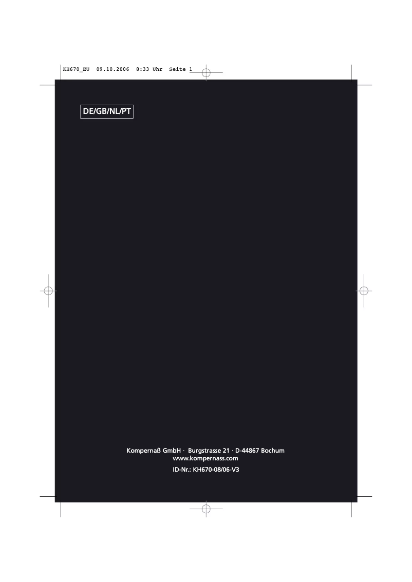 Page n°1 - Manuel utilisateur Bifinett KH 670